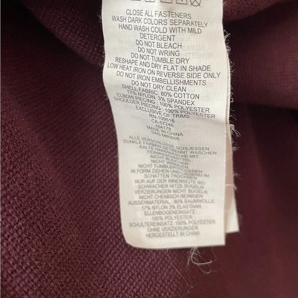 Victorinox Sweater Men's Burgundy 1/4 Zip Patched Elbows Shoulder Cotton Blend M - Picture 8 of 8